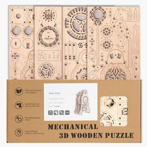 3D Wooden Puzzle, Magic Clock, DIY Model Kit